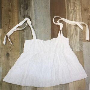 ANTHROPOLOGIE/IVORY-PIN PLEAT 3 TIERED BOW TIE SHOULDER TOP/ NEW